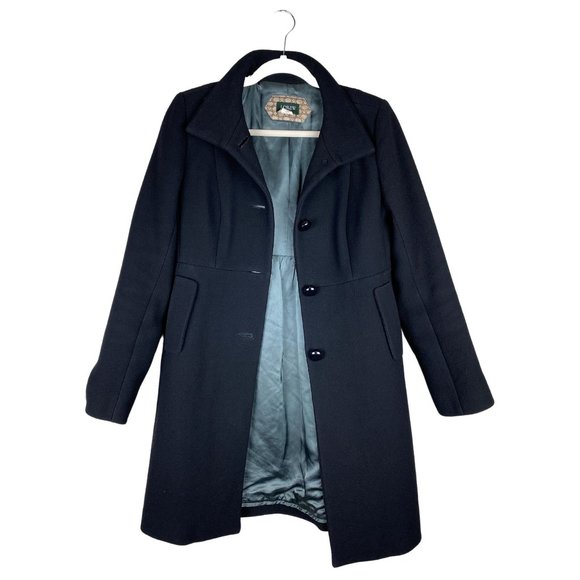 J Crew Thinsulate Wool Peacoat Trench Wool Black Coat Jacket Women's Size 4 - Picture 2 of 12